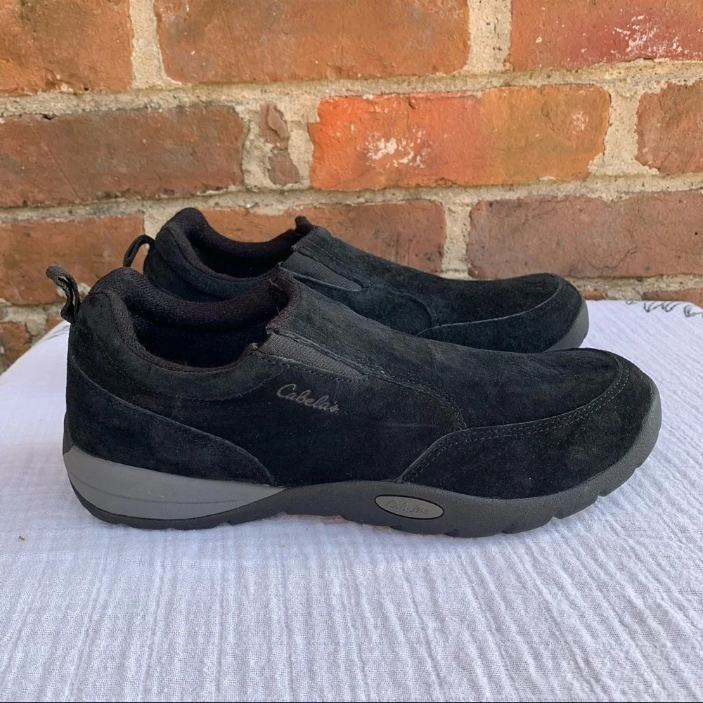 CABELA'S Comfort Shoes Slip-On Hiking Walking Black Suede 84-1122 Womens… - Picture 2 of 10